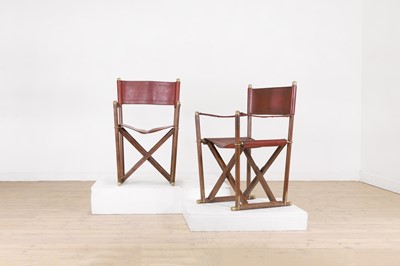 Lot 148 - A pair of beech and leather director's chairs
