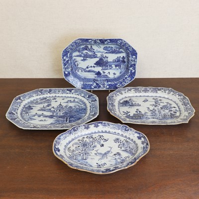 Lot 209 - Four Chinese export blue and white meat plates