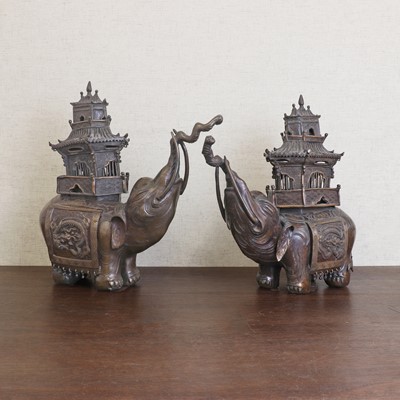 Lot 217 - Two Japanese bronze okimono