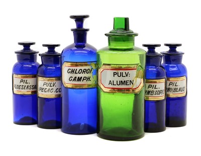 Lot 273 - A collection of glass apothecary bottles
