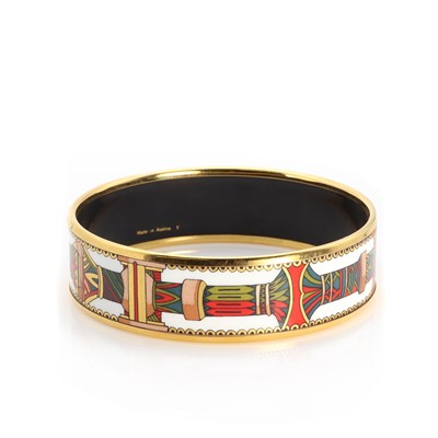 Lot 1468 - An Hermès gold plated and enamelled bangle
