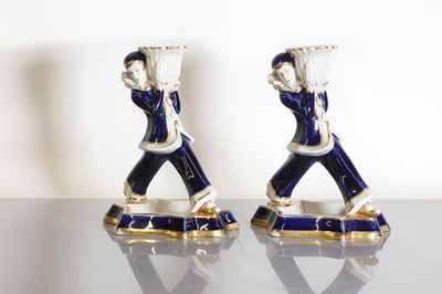Lot 159A - A pair of Royal Dux Art Deco candlesticks