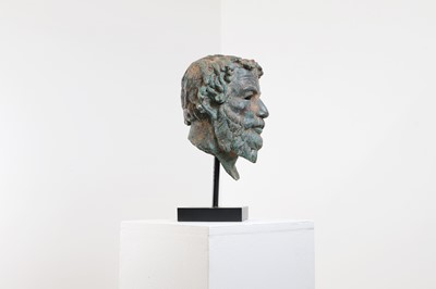 Lot 224 - A patinated bronze head