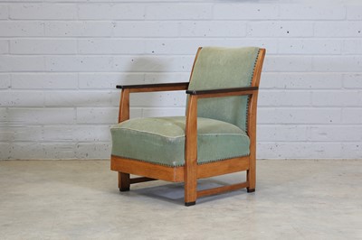 Lot 145 - An Art Deco oak and coromandel lounge armchair