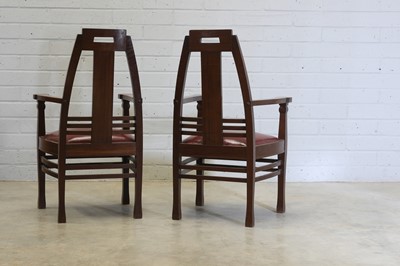 Lot 111 - A pair of Jugendstil walnut armchairs