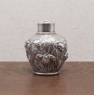 Lot 317 - A Japanese silver-plated tea caddy