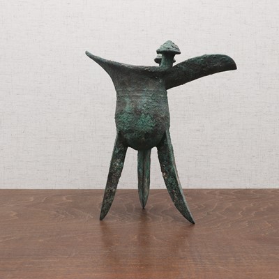 Lot 232 - A Chinese bronze 'jue' cup
