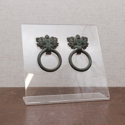Lot 228 - A pair of Chinese bronze door handles