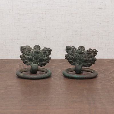 Lot 228 - A pair of Chinese bronze door handles