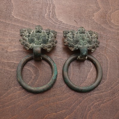 Lot 228 - A pair of Chinese bronze door handles