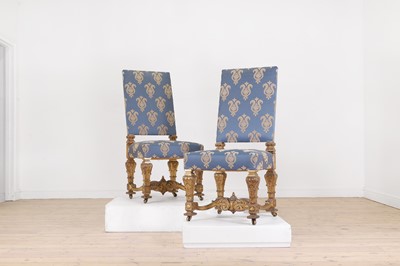 Lot 163 - A pair of Louis XIV-style giltwood side chairs