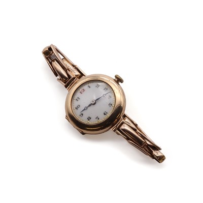 Lot 1449 - A 9ct gold mechanical bracelet watch