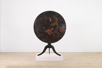 Lot 382 - A black japanned tripod table