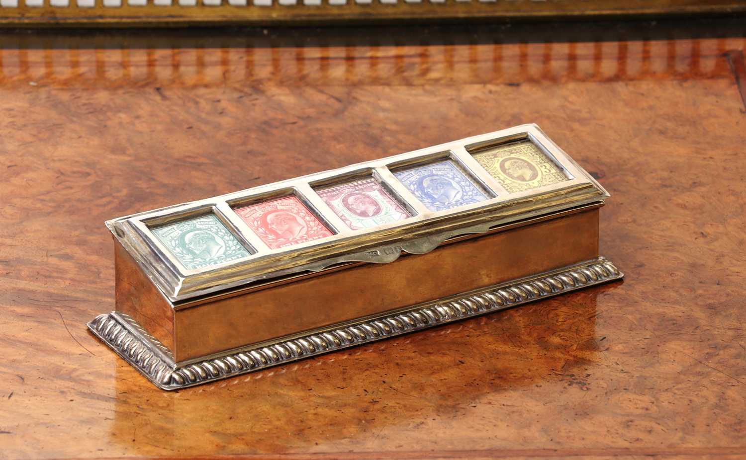 Lot 79 - A silver five division stamp box