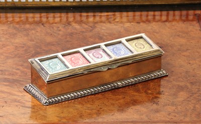 Lot 79 - A silver five division stamp box