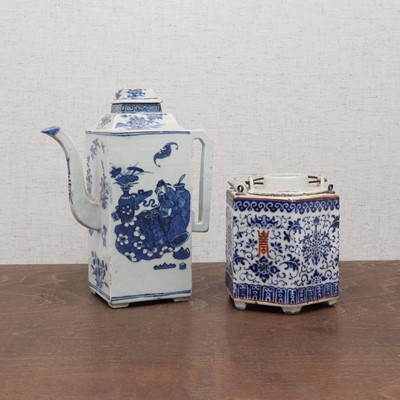 Lot 373 - Two Chinese blue and white wine pots