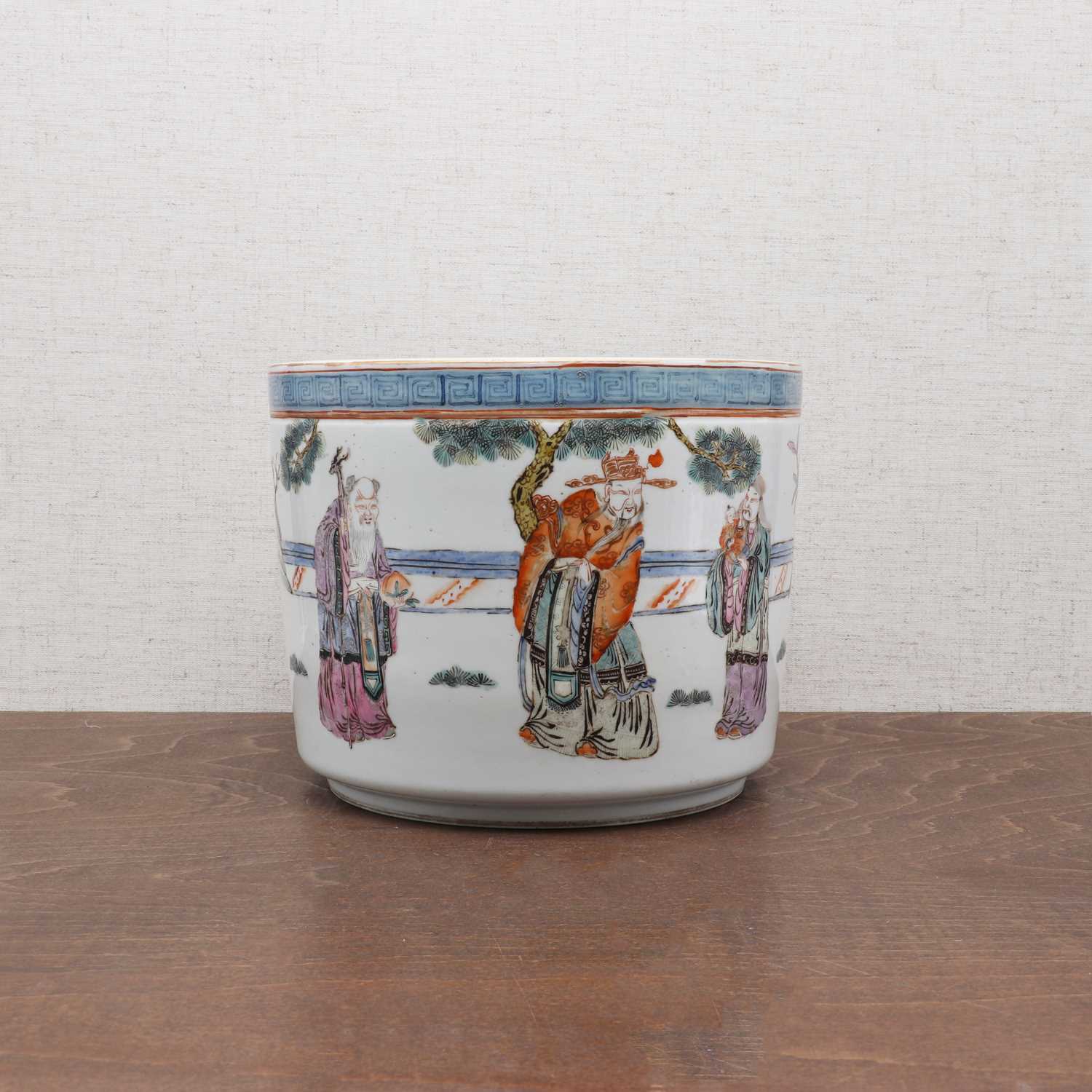 Lot 353 - A Chinese famille rose brush pot