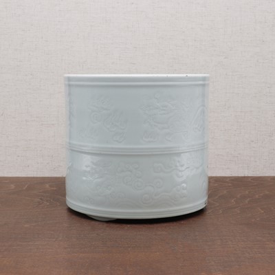 Lot 160 - A Chinese white-glazed brush pot