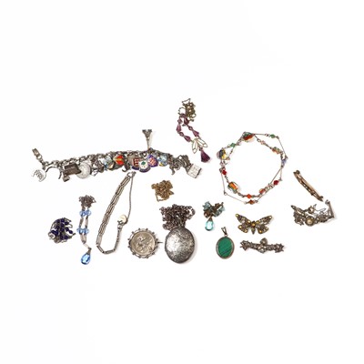 Lot 1338 - A group of gold, silver and costume jewellery