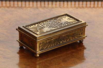 Lot 98 - A Tiffany Studios 'Pine Needle' pattern stamp box