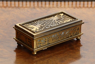 Lot 98 - A Tiffany Studios 'Pine Needle' pattern stamp box