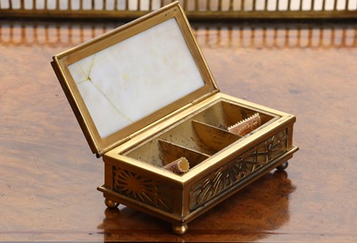 Lot 98 - A Tiffany Studios 'Pine Needle' pattern stamp box
