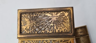 Lot 98 - A Tiffany Studios 'Pine Needle' pattern stamp box