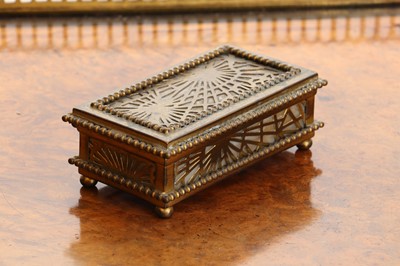 Lot 96 - A Tiffany Studios 'Pine Needle' pattern stamp box