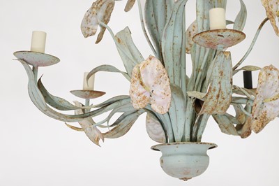 Lot 119 - A painted toleware chandelier