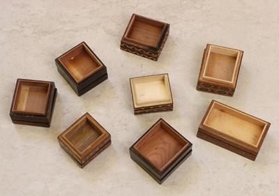 Lot 124 - A collection of eight Tunbridge Ware stamp boxes