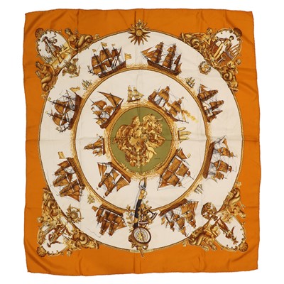 Lot 1564 - A Hermes silk scarf, Silhovettes Navales