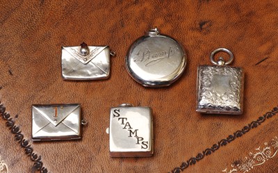 Lot 88 - A group of five silver stamp cases