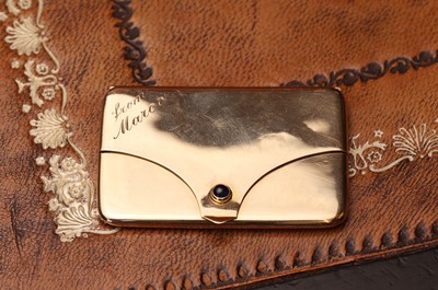 Lot 92 - A Russian 14ct gold stamp case