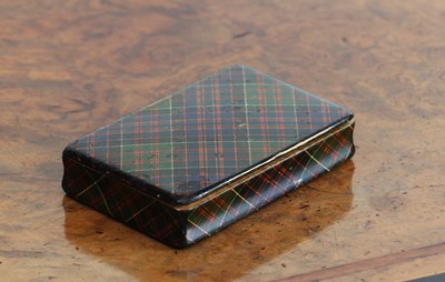 Lot 123 - A Tartan Ware converted stamp box