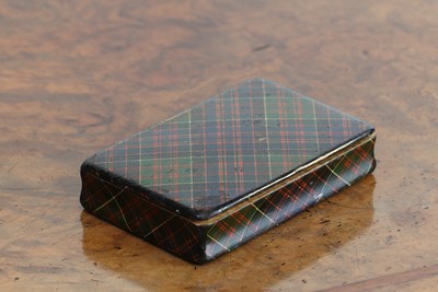 Lot 123 - A Tartan Ware converted stamp box