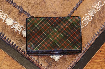Lot 123 - A Tartan Ware converted stamp box