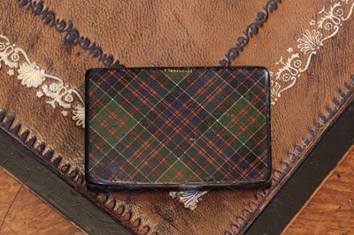 Lot 123 - A Tartan Ware converted stamp box