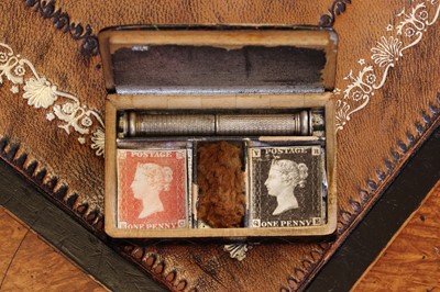 Lot 123 - A Tartan Ware converted stamp box
