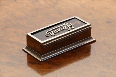 Lot 72 - A silver and tortoiseshell stamp box