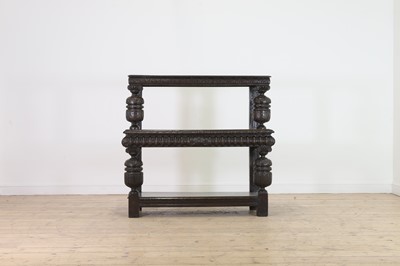 Lot 359 - An Elizabeth I oak and inlaid three-tier buffet