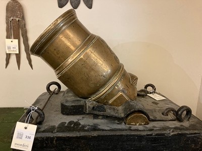 Lot 336 - A George III brass mortar by Jan Verbruggen
