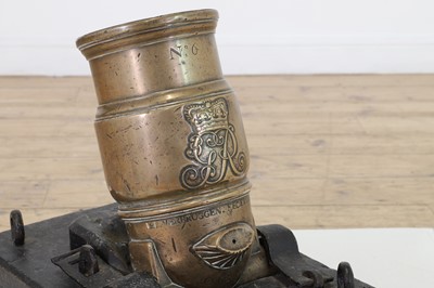 Lot 336 - A George III brass mortar by Jan Verbruggen