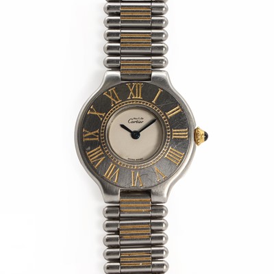Lot 1462 - A stainless steel Cartier Must de quartz bracelet watch