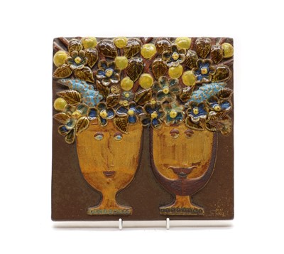 Lot 407 - A Gustavsberg glazed wall plaque, Stig...