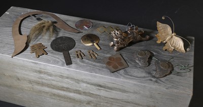 Lot 126 - A collection of Japanese helmet and mask accessories