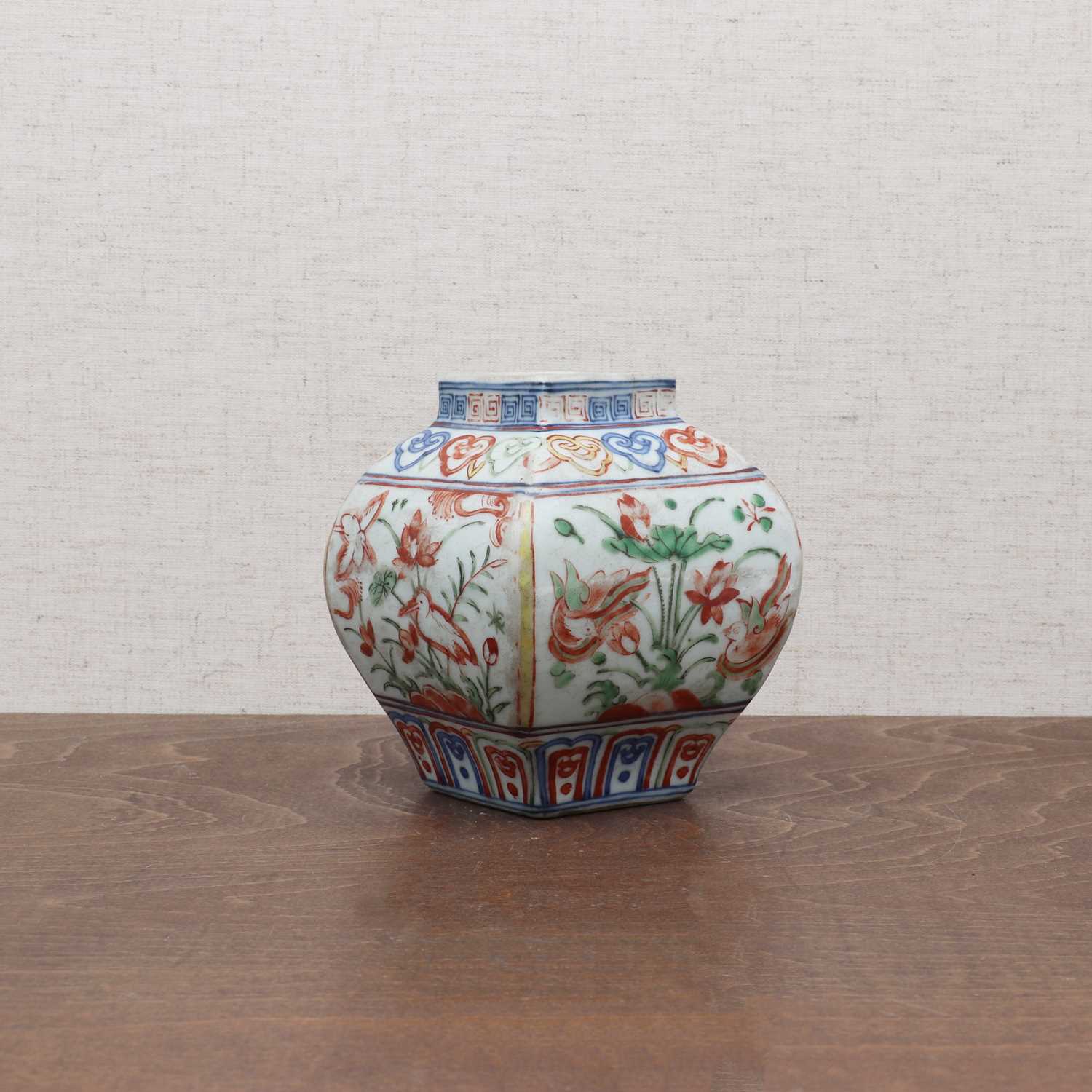 Lot 45 - A Chinese wucai jar