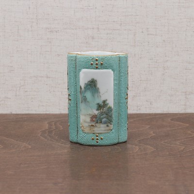 Lot 118 - A Chinese famille rose brush pot