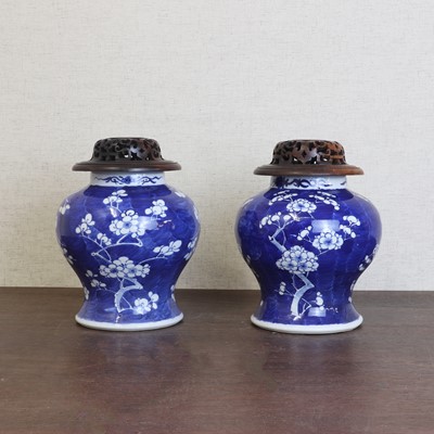 Lot 55 - A pair of Chinese blue and white jars