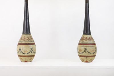 Lot 319 - A pair of painted table lamps