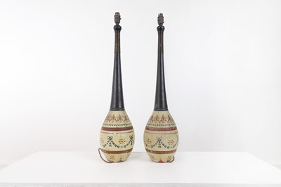 Lot 319 - A pair of painted table lamps